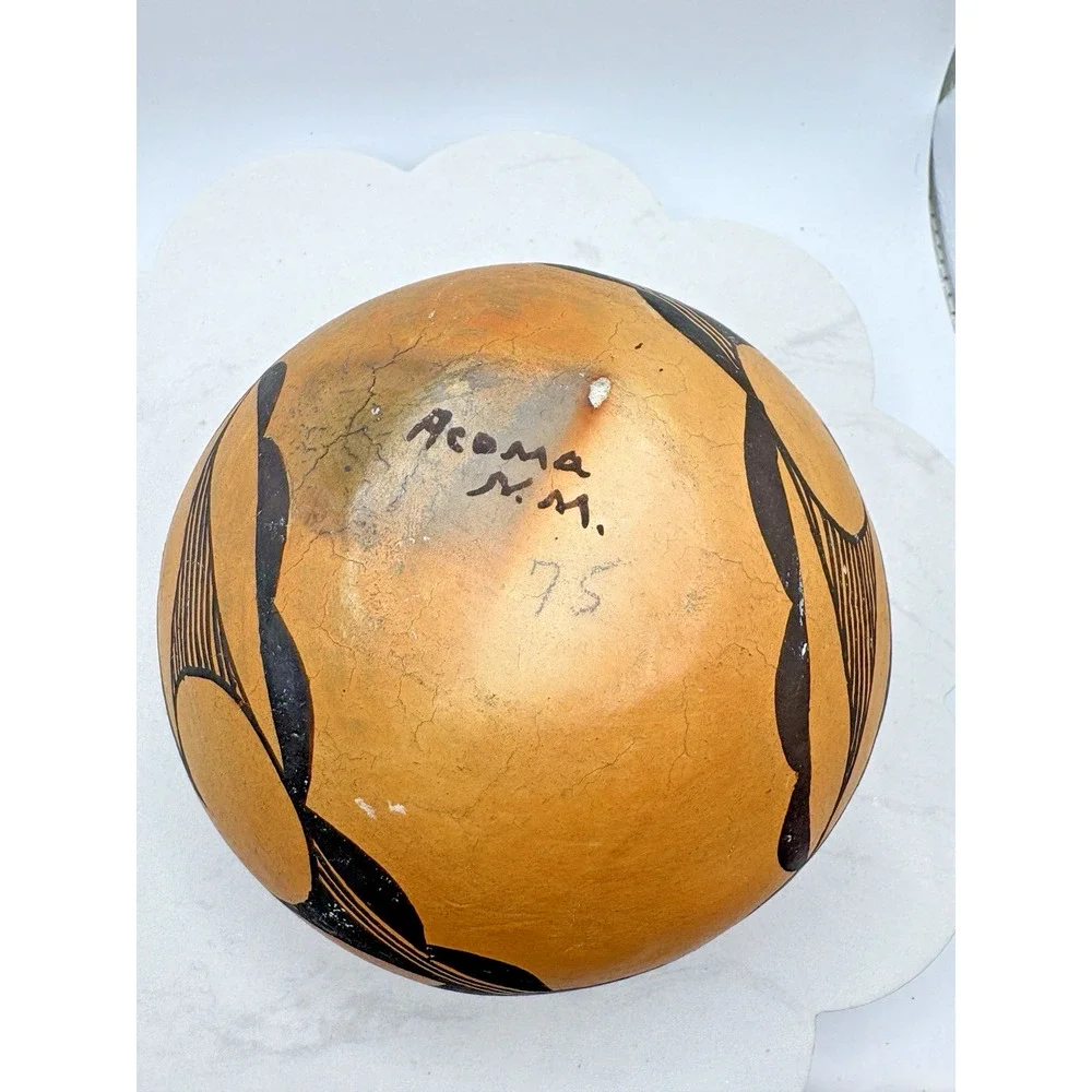 Antique Early Hopi Pueblo Pottery Food Bowl Pot Old Patina Acoma NM Painted
